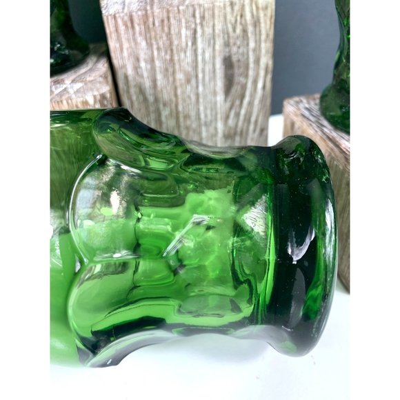 Vintage Mid Century Green Georgian Honey Comb Rocks Glasses - Picture 5 of 6